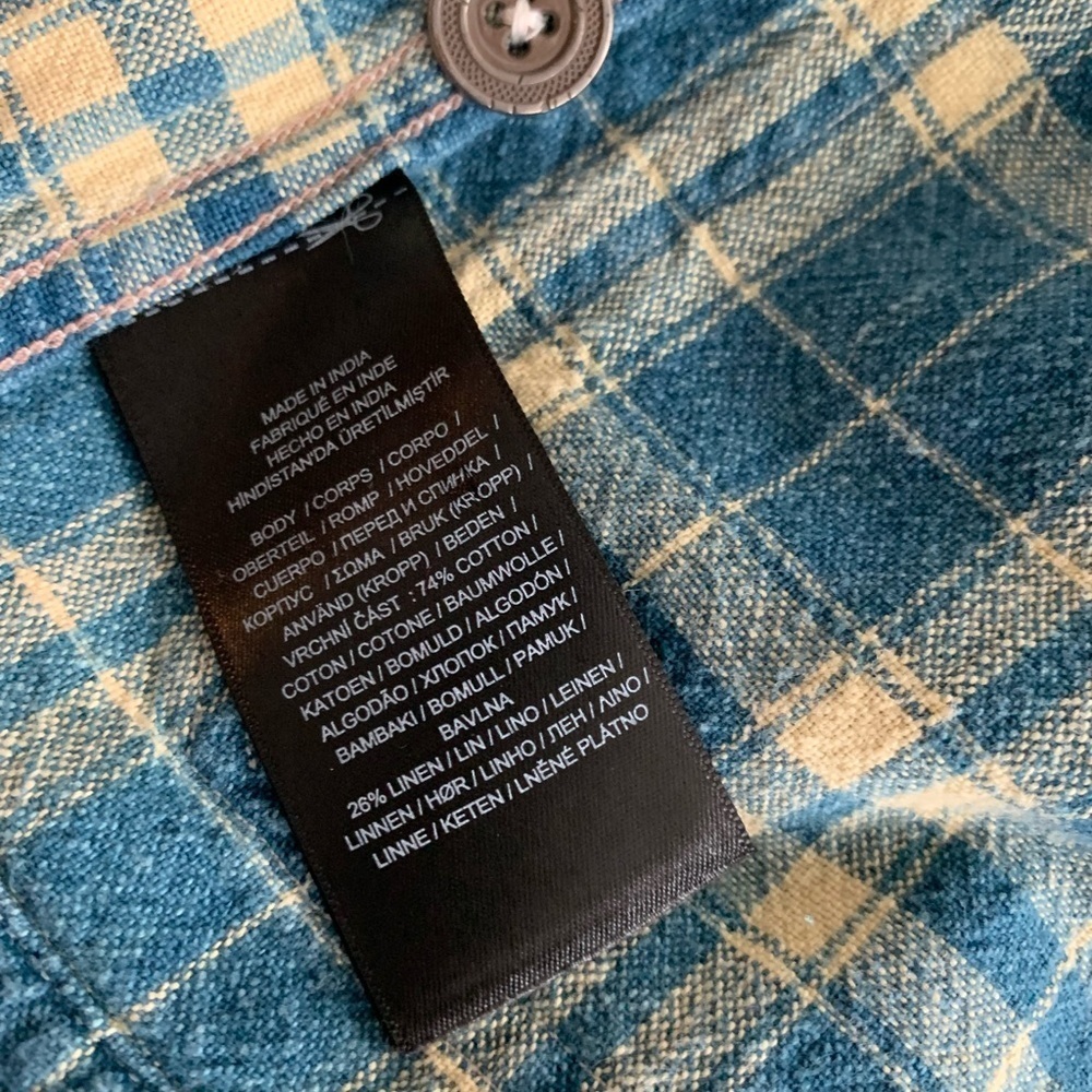 RRL Double RL Plaid Indigo Cotton-Linen Shirt Jacket - Picture 6 of 6
